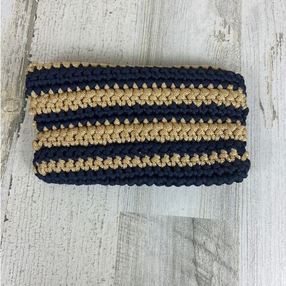 The Sak Navy Blue Medium Shoulder Bag Purse with Matching Knitted Wallet Boho - Picture 9 of 10